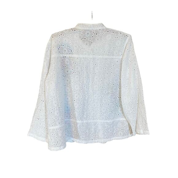 Tantrums XL White Eyelet Cotton Jacket Floral Embroidered Boho - Picture 5 of 5
